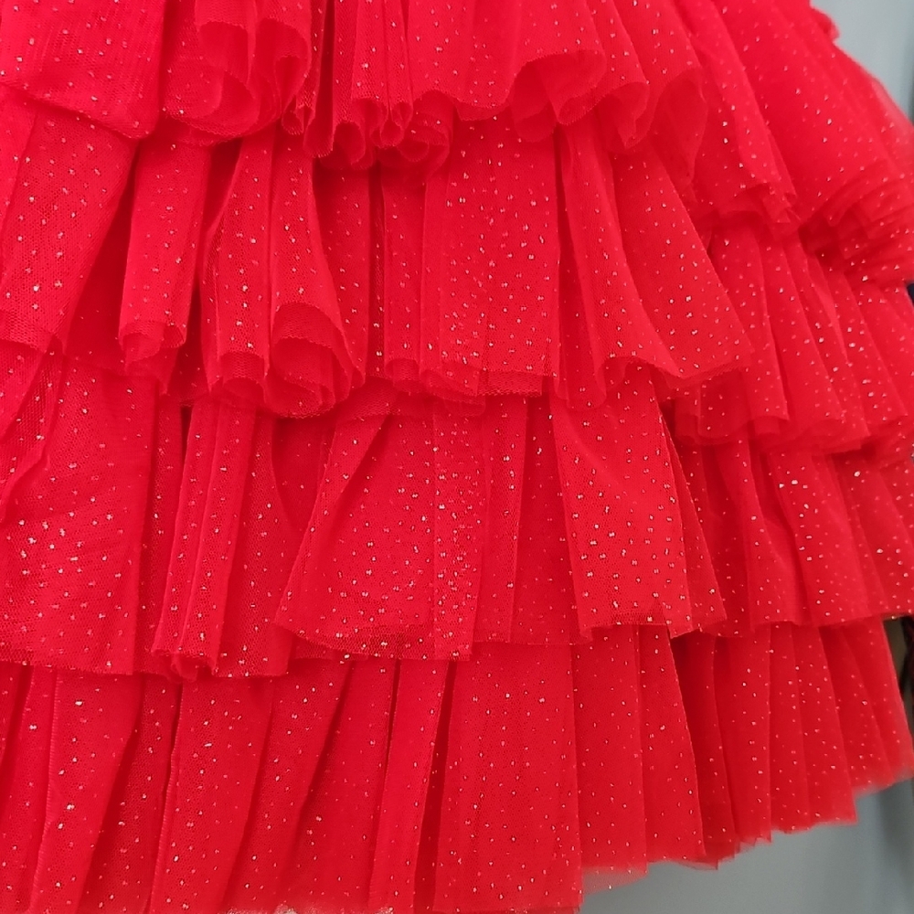 Red Ruffled Kids Tulle Dress - Picture 4 of 14